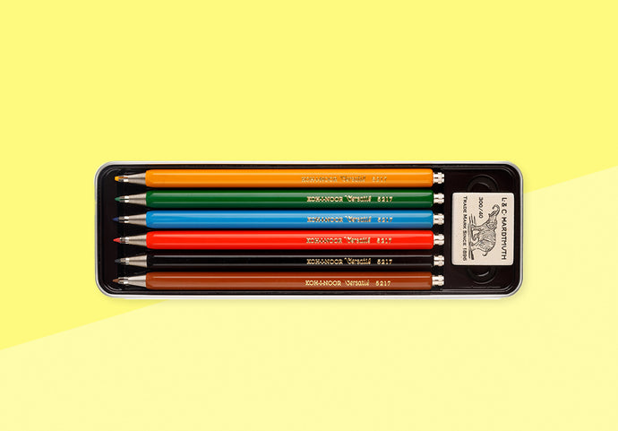 Koh-I-Noor - Set of 6 colourful mechanical pencils 2,0 + eraser