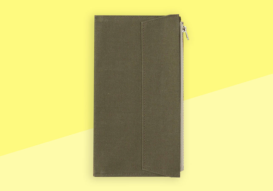 TRAVELER'S FACTORY - Paper Cloth Zipper Regular size - Olive