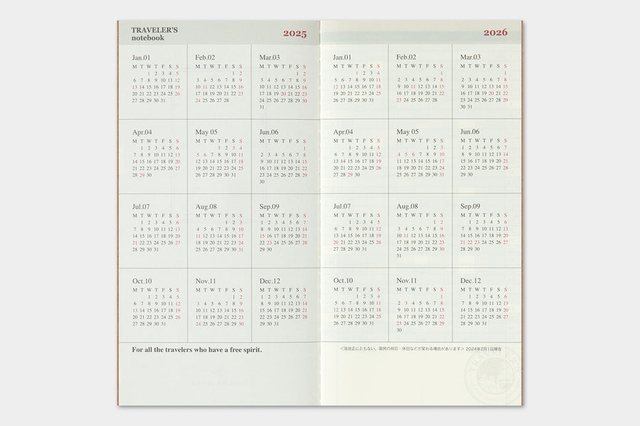 TRAVELER'S COMPANY - Traveler's Notebook Regular - 2025 monthly diary