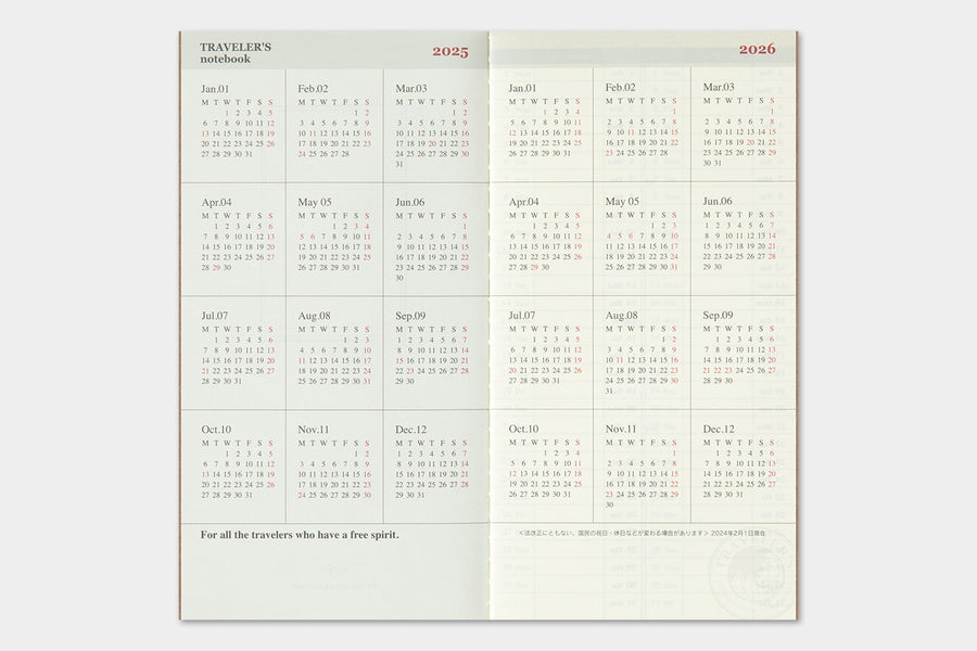 TRAVELER'S COMPANY - Traveler's Notebook Regular - 2025 weekly + memo diary