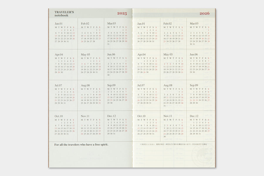 TRAVELER'S COMPANY - Traveler's Notebook Regular - 2025 weekly vertical diary