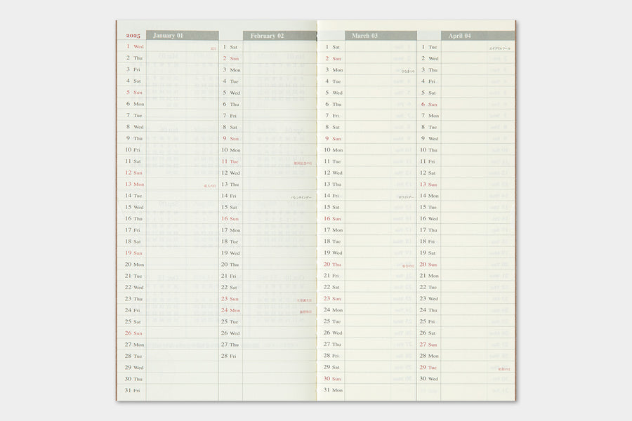 TRAVELER'S COMPANY - Traveler's Notebook Regular - 2025 weekly vertical diary