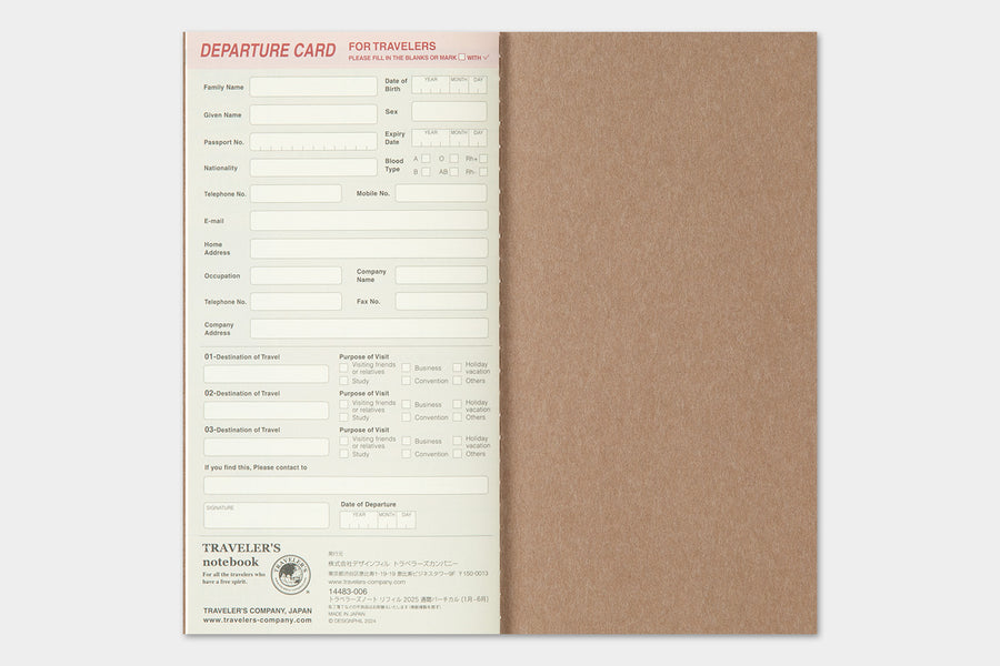 TRAVELER'S COMPANY - Traveler's Notebook Regular - 2025 weekly vertical diary