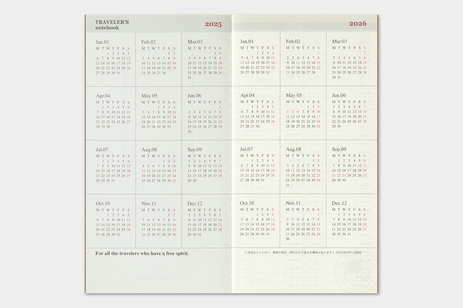 TRAVELER'S COMPANY - Traveler's Notebook Regular - 2025 weekly vertical diary