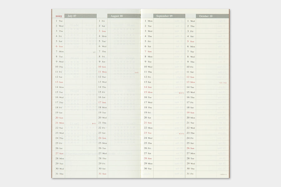 TRAVELER'S COMPANY - Traveler's Notebook Regular - 2025 weekly vertical diary
