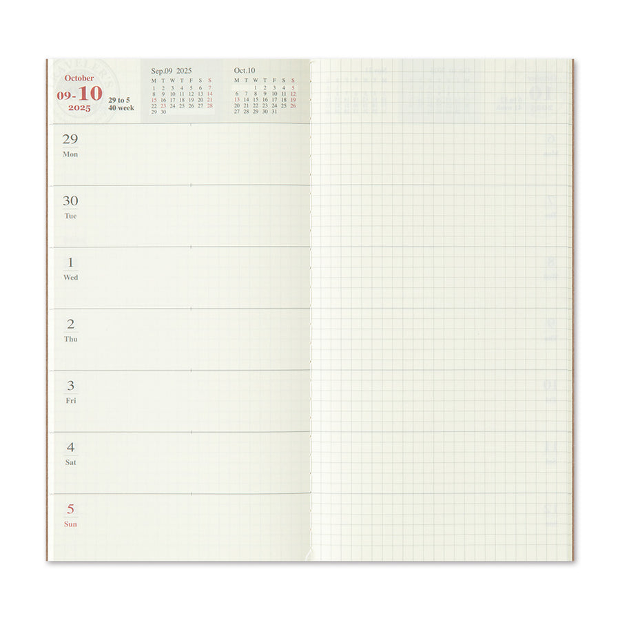 TRAVELER'S COMPANY - Traveler's Notebook Regular - 2025 weekly + memo diary - 2nd Half