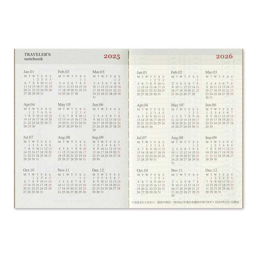 TRAVELER'S COMPANY - Traveler's Notebook Passport - 2025 weekly diary - 2nd Half