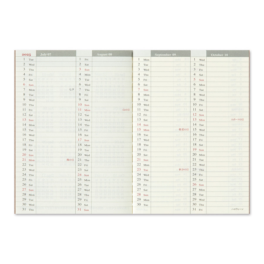 TRAVELER'S COMPANY - Traveler's Notebook Passport - 2025 weekly diary - 2nd Half