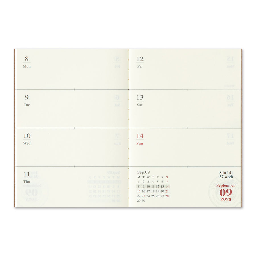TRAVELER'S COMPANY - Traveler's Notebook Passport - 2025 weekly diary - 2nd Half