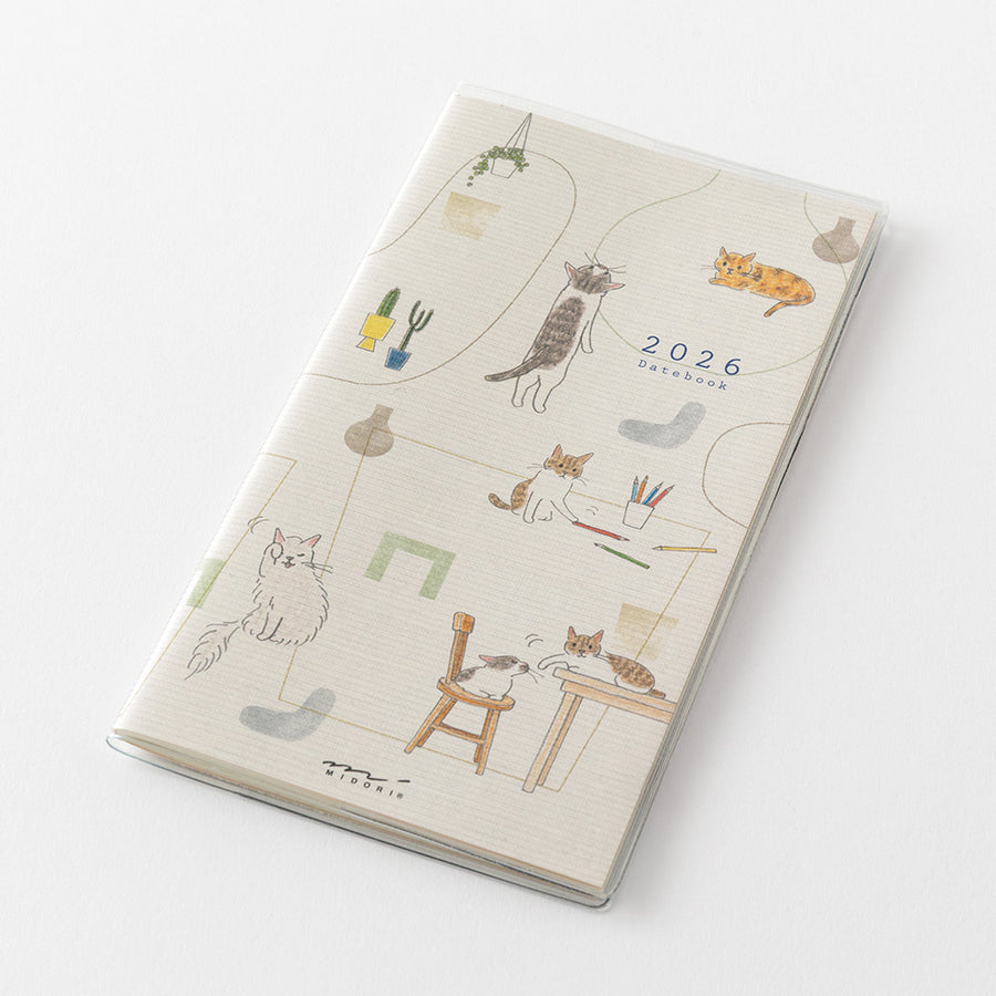 MIDORI - Taschenkalender 2026 - B6 Slim Katze