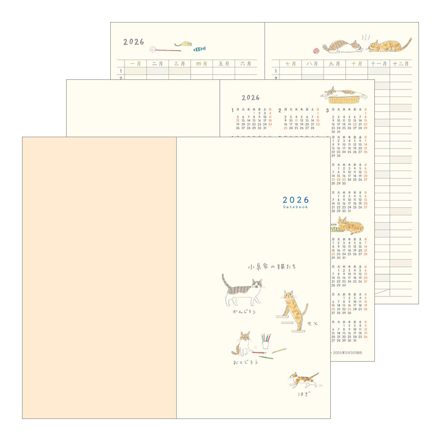 MIDORI - Taschenkalender 2026 - B6 Slim Katze