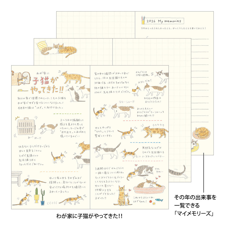 MIDORI - Taschenkalender 2026 - B6 Slim Katze