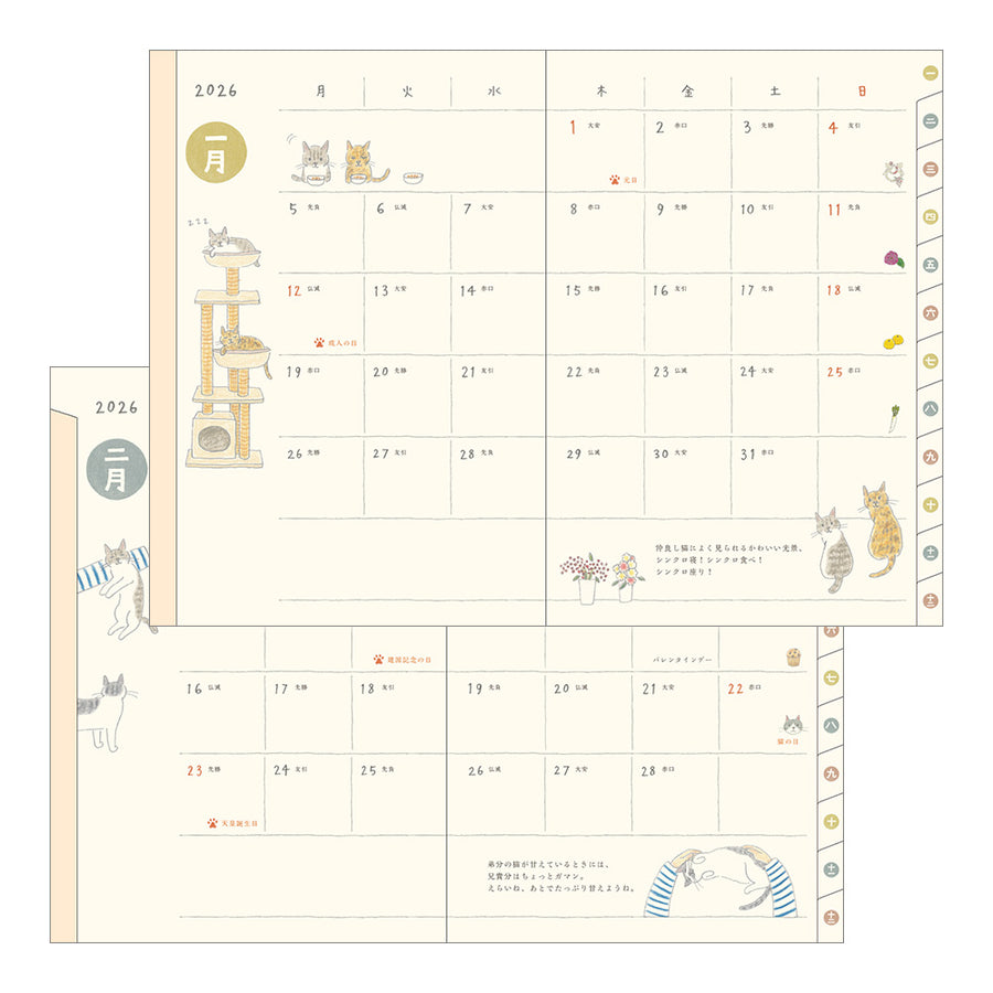 MIDORI - Taschenkalender 2026 - B6 Katze