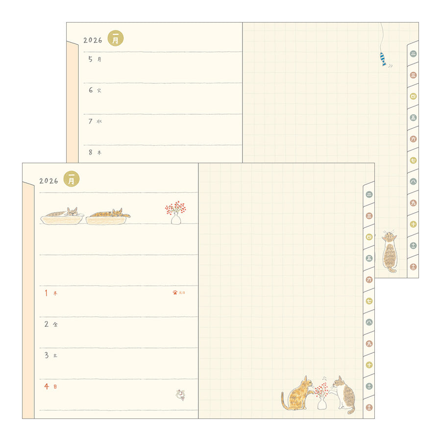 MIDORI - Taschenkalender 2026 - B6 Katze