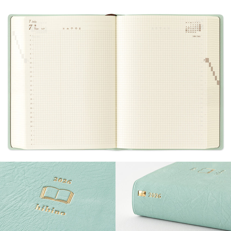 MIDORI - Diary Hibino 2026 - A6 Blau Grün
