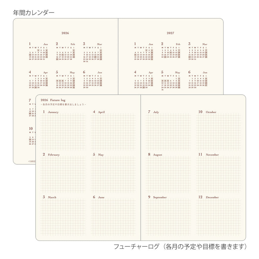 MIDORI - Diary Hibino 2026 - A6 Grau