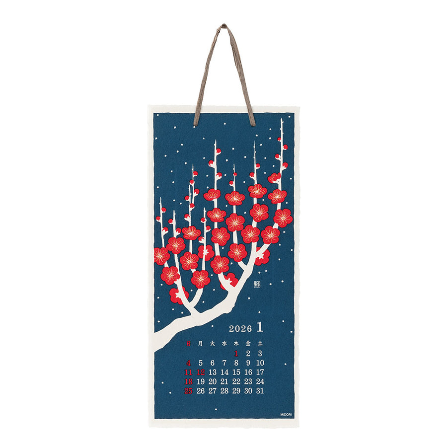 MIDORI - Echizen Washi Wall Calendar 2026 - Blumen