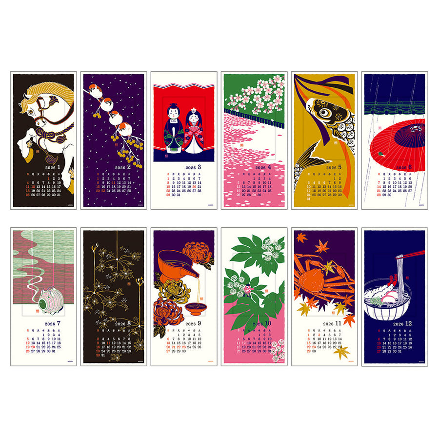 MIDORI - Echizen Washi Wall Calendar 2026 - Seasonal Tradition