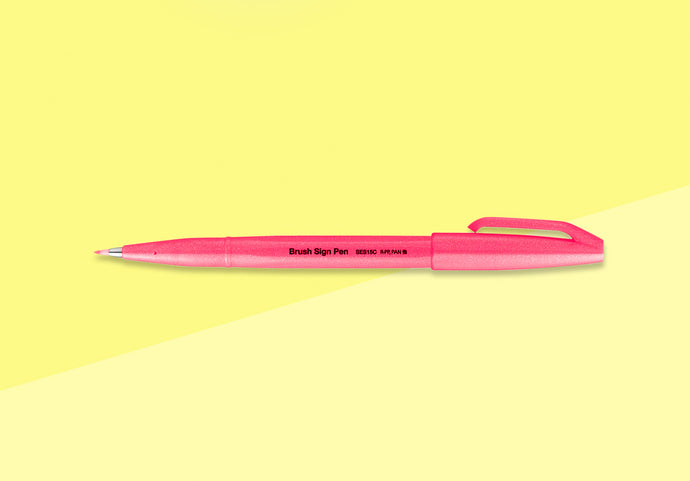 PENTEL - Touch Brush Sign Pen SES15 - Fluorescent Pink
