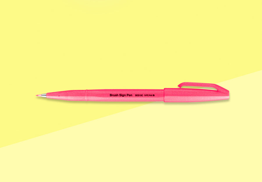 PENTEL - Touch Brush Sign Pen SES15 - Fluorescent Pink
