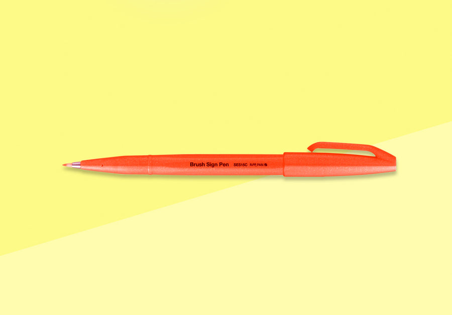 PENTEL - Touch Brush Sign Pen SES15 - Fluorescent Red