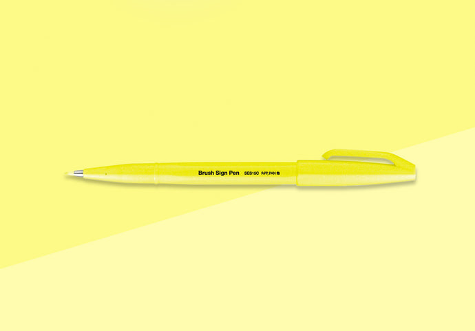 PENTEL - Touch Brush Sign Pen SES15 - Fluorescent Yellow