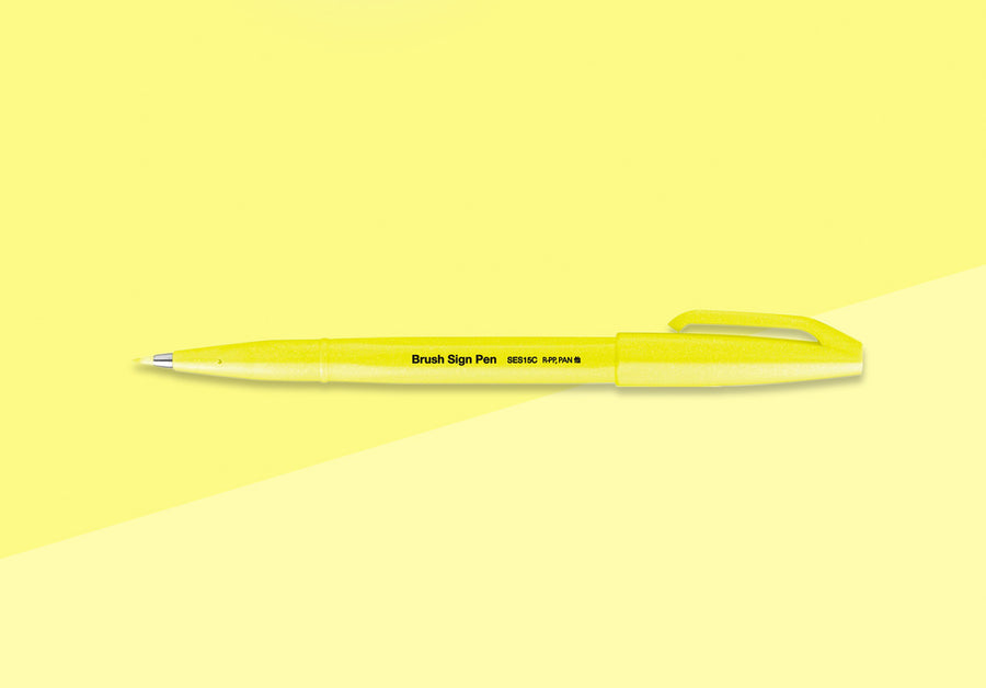 PENTEL - Touch Brush Sign Pen SES15 - Fluorescent Yellow