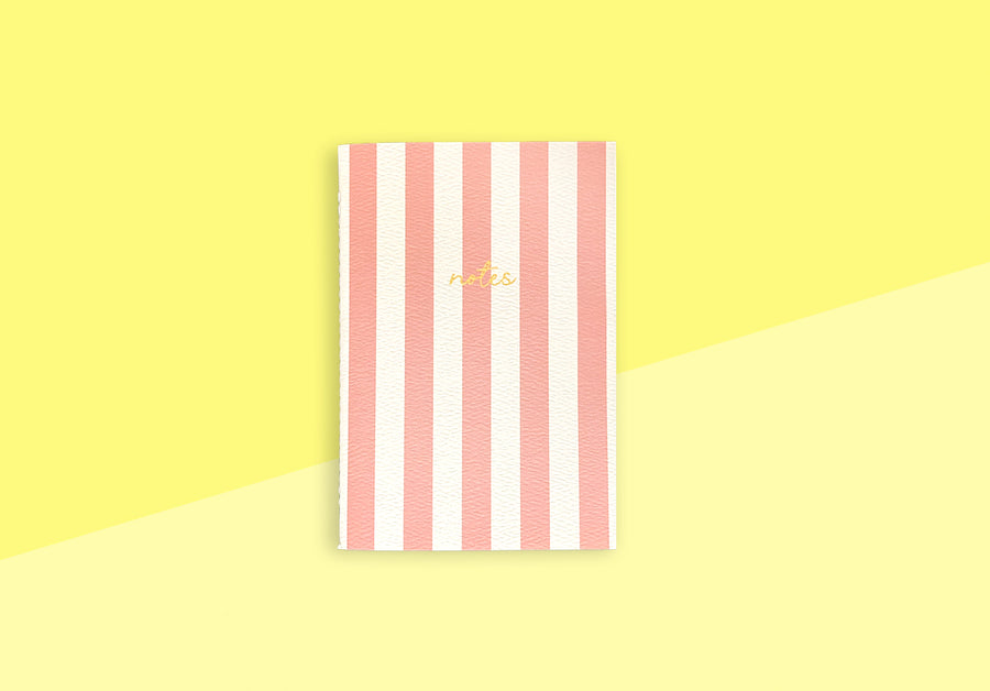 FIN - Striped Notebook - A6 - Coral
