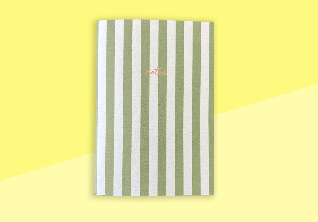 FIN - Striped Notebook- A5 - Olive Green