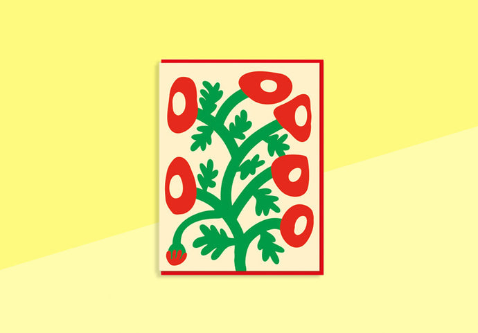 FLOWER POWER - Greeting Card - Red Flowers
