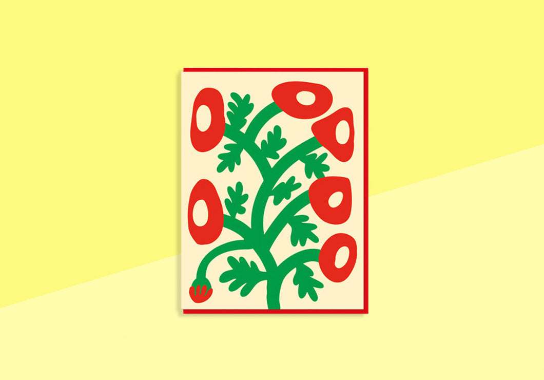 FLOWER POWER - Greeting Card - Red Flowers