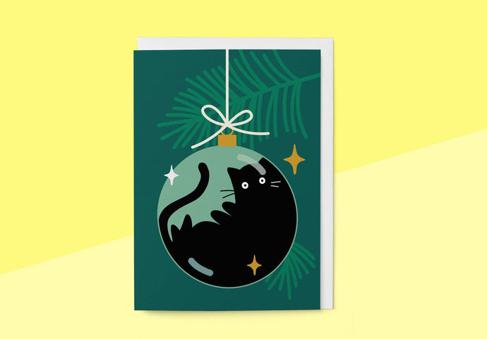 GRAPHIC FACTORY - Greeting card - Christmas Cat Bauble