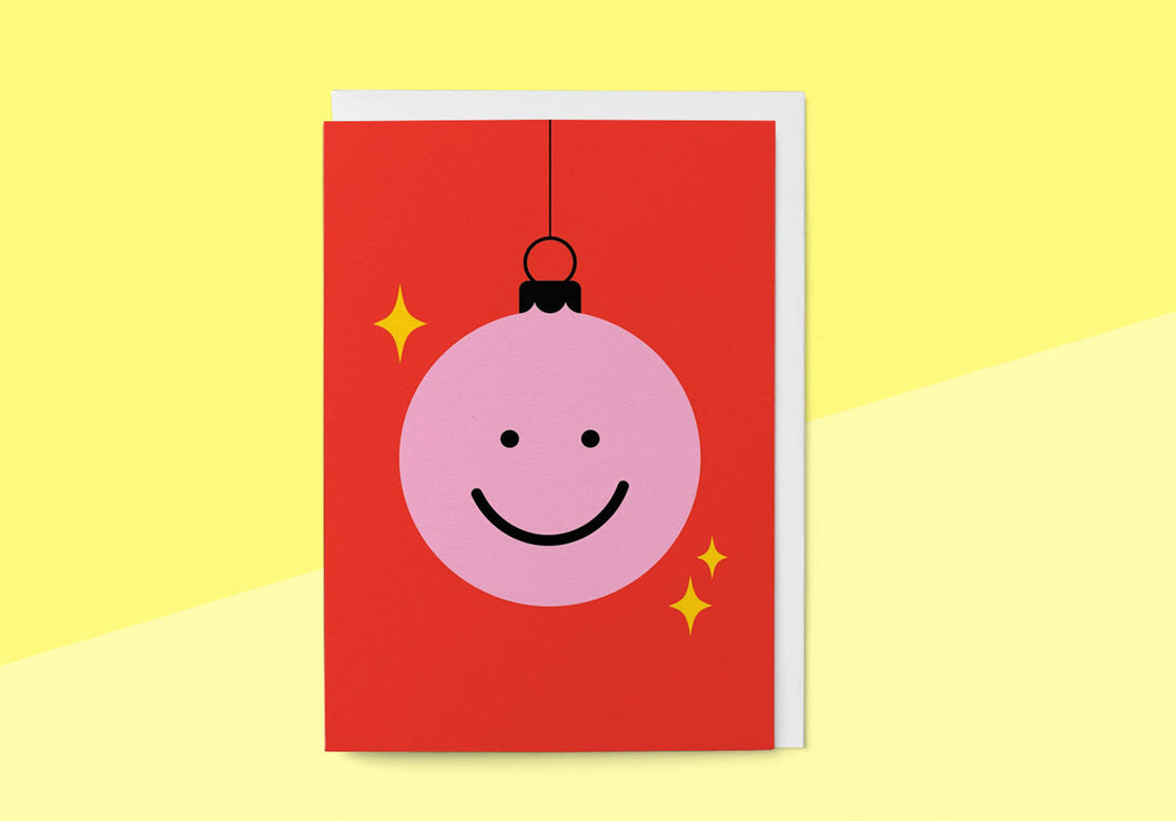 GRAPHIC FACTORY - Greeting card - Smiley Christmas Bauble