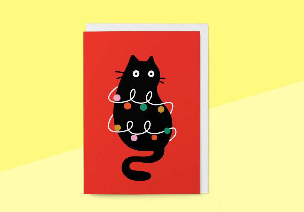 GRAPHIC FACTORY - Greeting card - Christmas Lights Cat