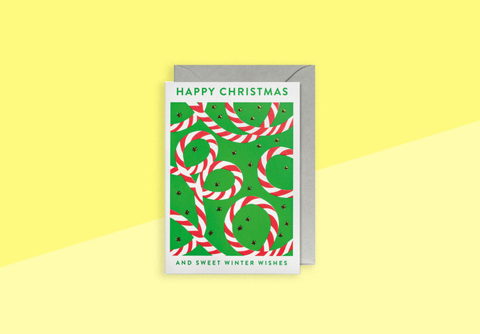 HANNA WERNING - Greeting Card - Sweet Winter Wishes Candy Cane