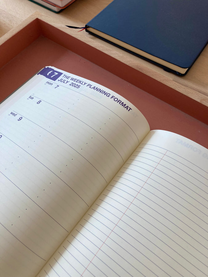 HIGHTIDE - Diary 2025 Minute Manager Left - A5 Navy