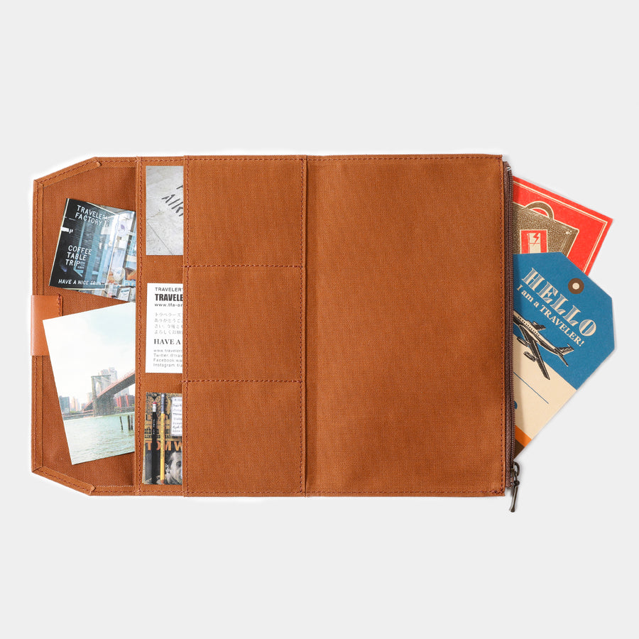 TRAVELER'S FACTORY - Notebook Cotton Zipper Case - Brown