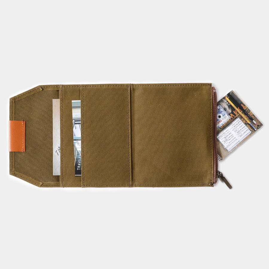 TRAVELER'S FACTORY - Cotton Zipper Case Passport size - Olive