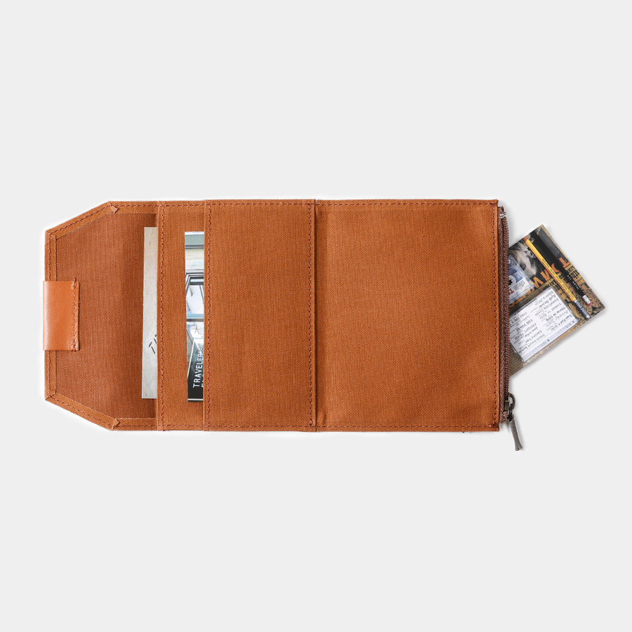 TRAVELER'S FACTORY - Cotton Zipper Case Passport size - Brown