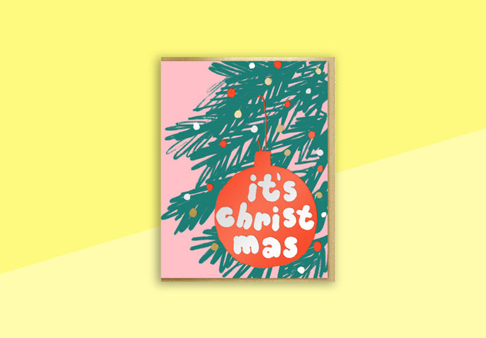 JOYFUL - Greeting card - Red Bauble