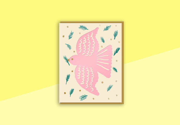 JOYFUL - Grußkarte - Pink Dove
