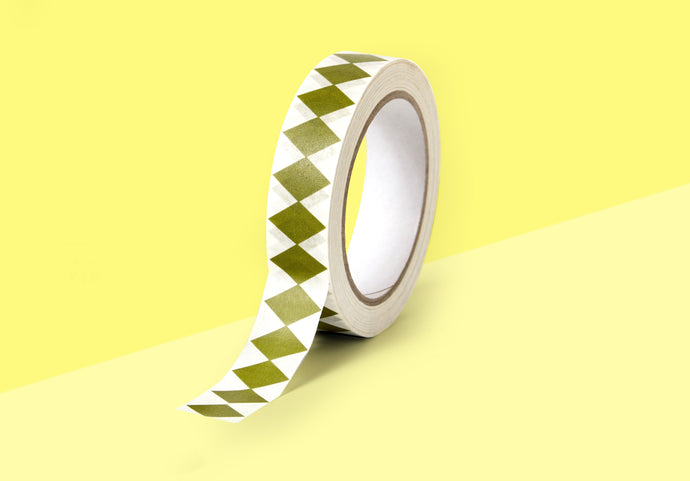 KINSHIPPED - Paper Tape - Moss Green Diamond