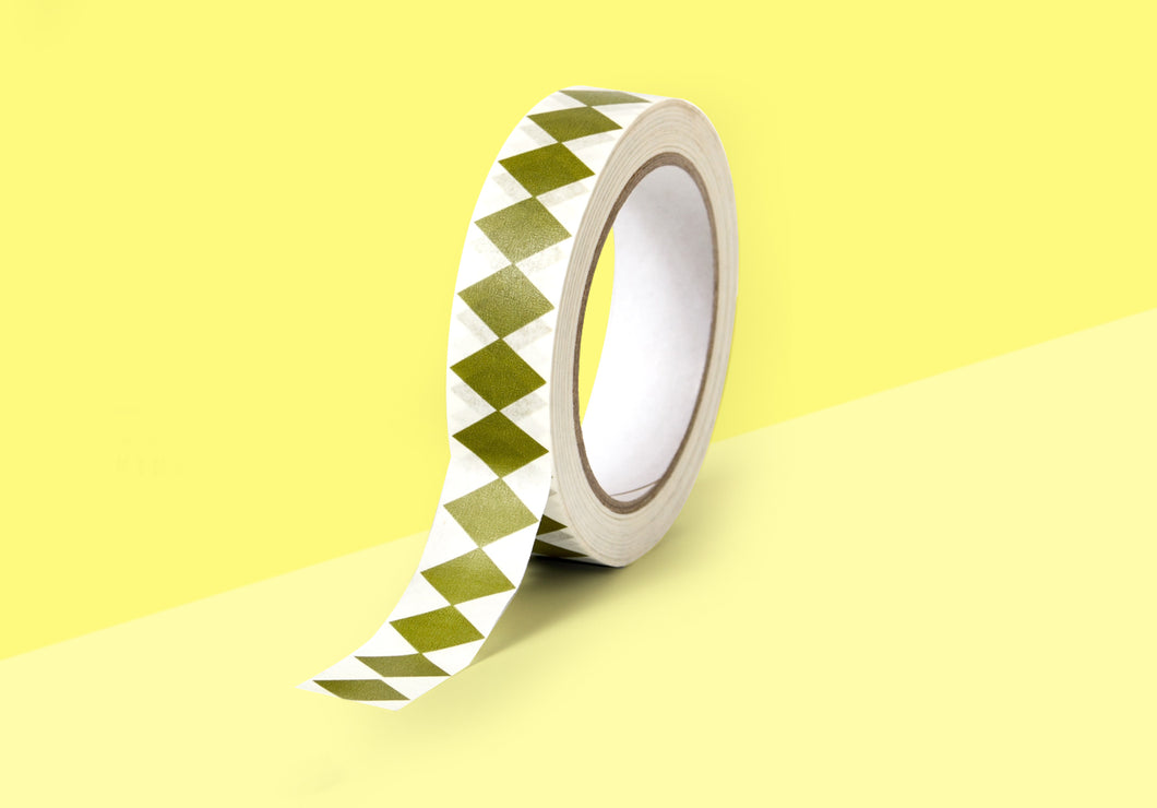 KINSHIPPED - Paper Tape - Moss Green Diamond