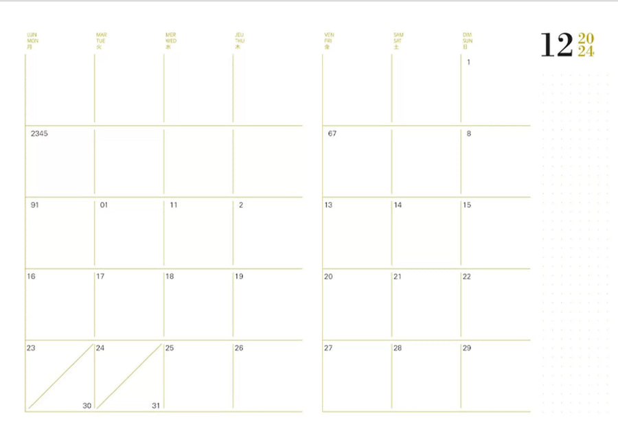 LE TYPOGRAPHE - Monthly Agenda 2024 - A5+ - Mustard
