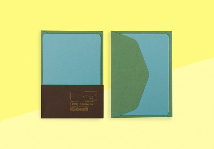 LE TYPOGRAPHE - 5 Karten mit Umschlägen - A6 - Moos