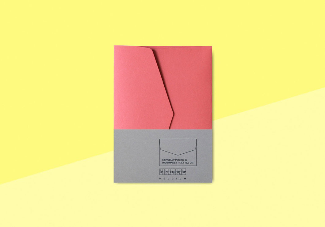 LE TYPOGRAPHE - Packung mit 5 Briefumschläge - Korallenrot
