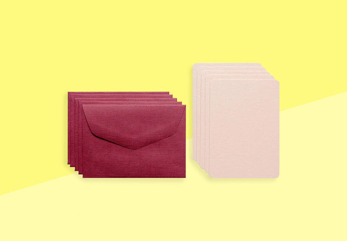 LE TYPOGRAPHE - Pack of 5 mini cards and envelopes - Burgundy