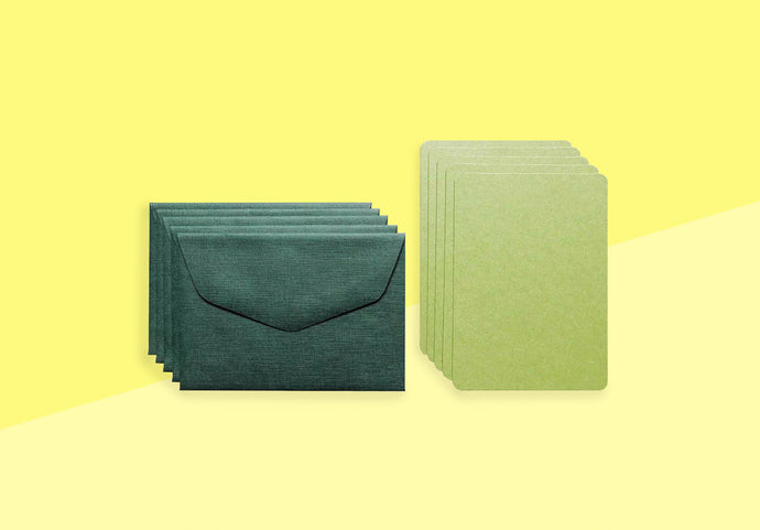 LE TYPOGRAPHE - Pack of 5 mini cards and envelopes - Green