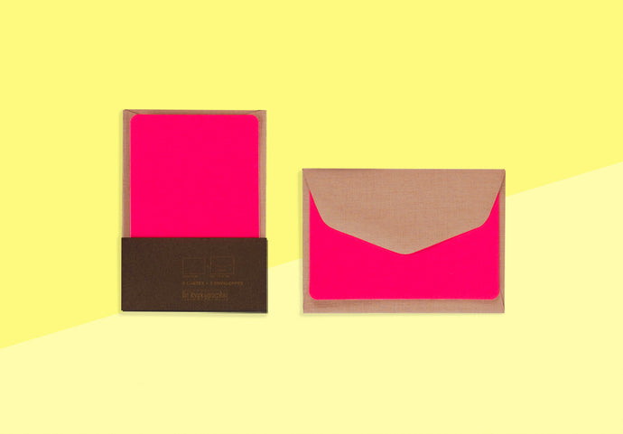 LE TYPOGRAPHE - 5 mini Karten mit Umschlägen - Neon Rosa