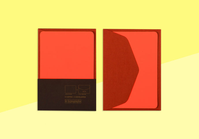 LE TYPOGRAPHE - Pack of 5 cards and envelopes - A6 - Rust